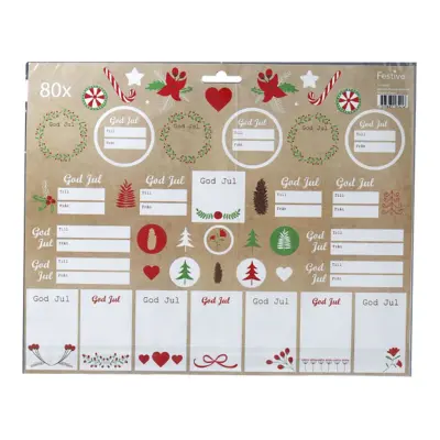 Jullappsetiketter - 80-pack