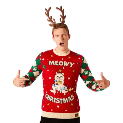 Meowy Christmas LED Jultröja - XX-Large