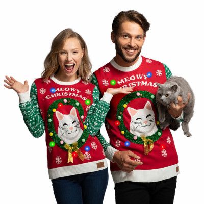 Meowy Christmas LED Jultröja - XX-Small