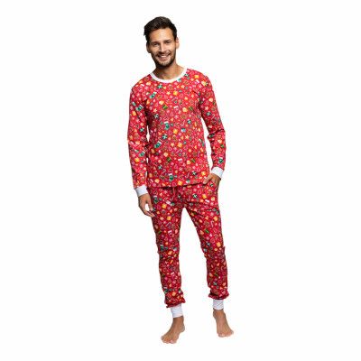 Röd Julpyjamas Herr - Medium