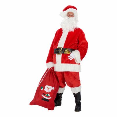 Röd Tomtedräkt Deluxe i Plysch - Large