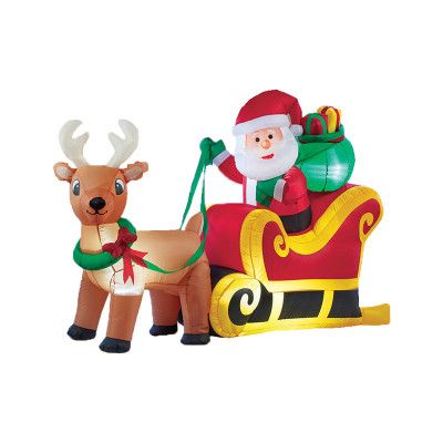 Uppblåsbar Tomte med Släde med Belysning