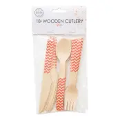 Träbestick Rött Mönster - 18-pack