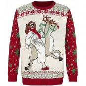 Ugly Christmas Sweater - Fun Christmas jumper - Jesus Riding Reindeer - M 5XL - för Herr - flerfärgad