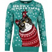 Ugly Christmas Sweater - Fun Christmas jumper - Merry Christmas Cat - S XXL - för Dam - flerfärgad