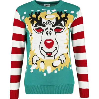 Ugly Christmas Sweater - Fun Christmas jumper - Reindeer Wreath - S 4XL - för Dam - flerfärgad