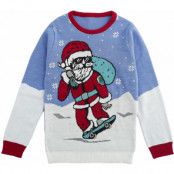 Ugly Christmas Sweater - Fun Sweatshirt - Skating Santa - 134 152 - för barn - flerfärgad