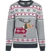 Urban Classics Christmas jumper - Sausage Dog Jultröja dam - XS 4XL - för Dam - grön/vit/röd