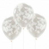 Vita Konfetti Ballonger med Snöflingor - 5-pack