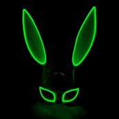 EL Wire Kanin LED Mask - Grön