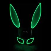 El Wire Kanin LED Mask - Ljusgrön