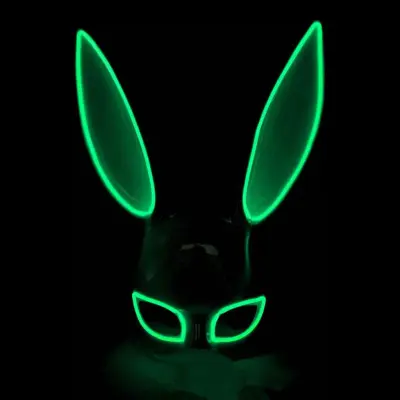 El Wire Kanin LED Mask - Ljusgrön