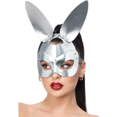 Kaninmask Läder Silver