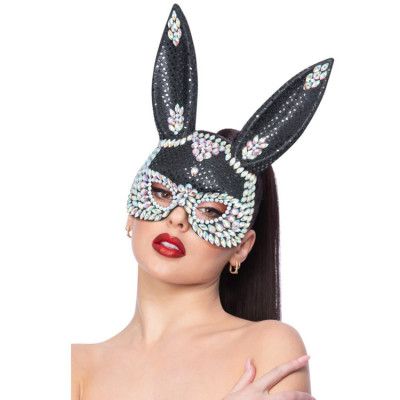 Kaninmask Med Plajetter Svart