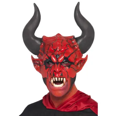 Djävulsmask Halv Röd Med Horn