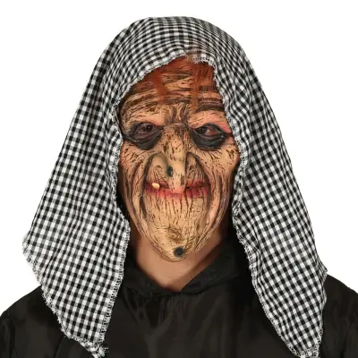 Häxa med Rutig Sjal Latexmask - One size