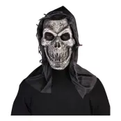 Metall Dödskalle med Huva Latexmask - One size