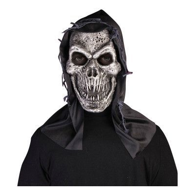 Metall Dödskalle med Huva Latexmask - One size