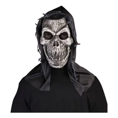 Metall Dödskalle med Huva Latexmask - One size