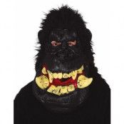Skrämmande Gorilla Latexmask med Päls och Enorm Mun
