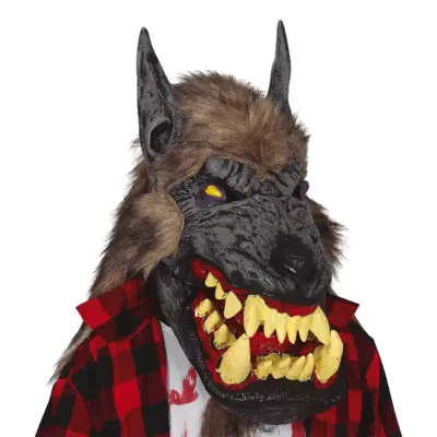 Skrattande Hårig Varulv Latexmask - One size