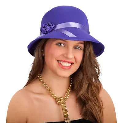 20-tals Hatt med Ros Lila - One size