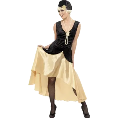 20-talsdräkt Gatsbytjej i svart och guldfärgat M