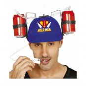 Beer Man Party Hatt med drinkhållare och sugrör