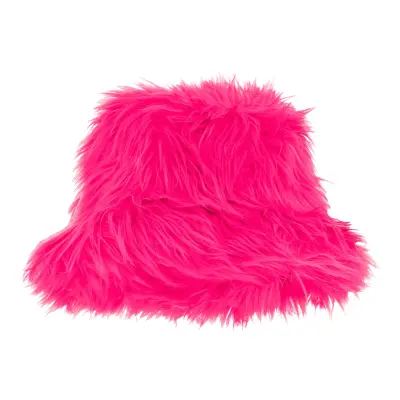 Bucket Hatt Fluffig Neonrosa - One size