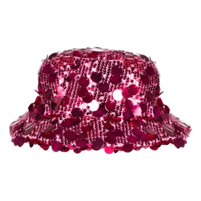 Bucket Hat Paljetter Neonrosa - One size
