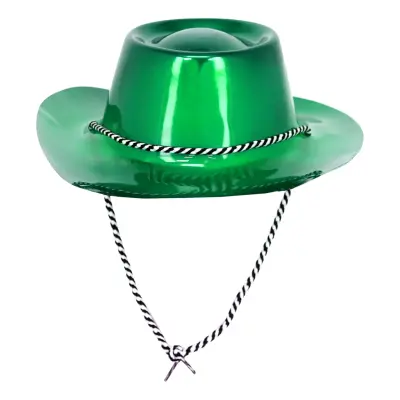 Cowboyhatt i Plast Grön Metallic - One size