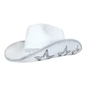 Cowboyhatt med Strass Stjärnor Vit - One size