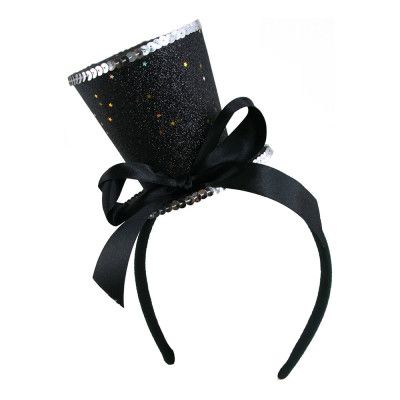 Diadem med Glitterhatt Svart - One size