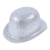 Glittrande Bowlerhatt Silver - One size