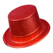 Glittrig Höghatt Röd i Plast - One size