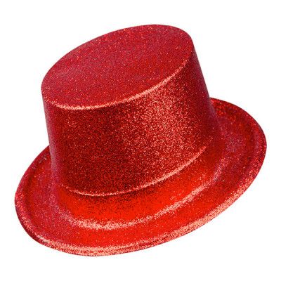 Glittrig Höghatt Röd i Plast - One size