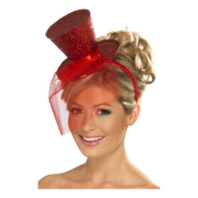 Glittrig Minihatt - Röd