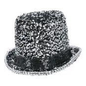 Höghatt med Paljetter Silver - One size