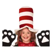 Höghatt Röd/Vit Randig Barn - One size