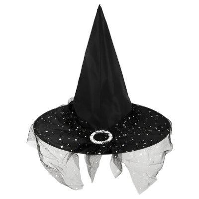 Halloween Häxhatt Med Tyll 38x32cm