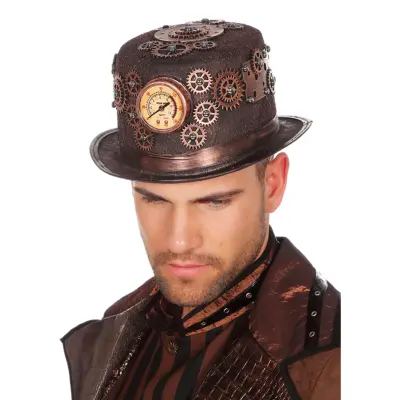 Hatt Steampunk med Mätare Brons Deluxe - One size