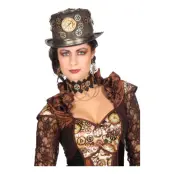 Hatt Steampunk med Mätare Guld Deluxe - One size