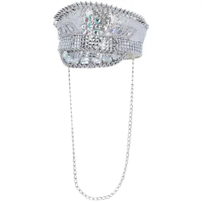 Kaptenshatt Med Paljetter Silver