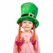 Leprechaun Hatt med Flätor för Barn - One size