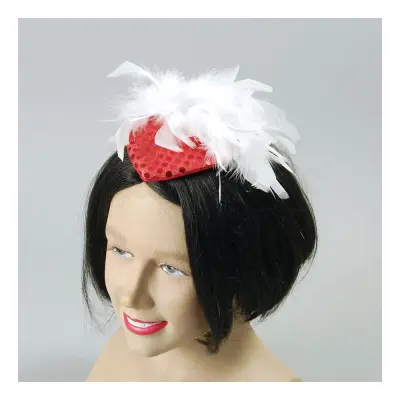 Minihatt Röd med Fjädrar - One size