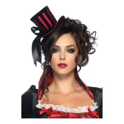 Minihatt Röd med Ränder och Rosett Deluxe