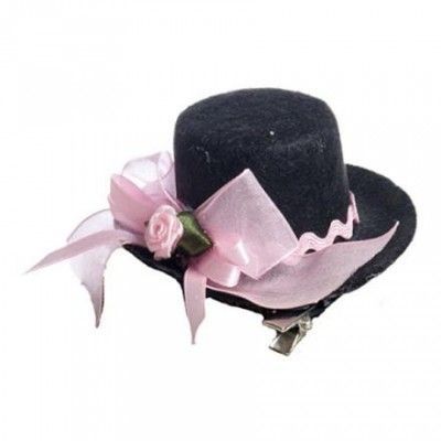Minihatt Svart Rosa Band - One size