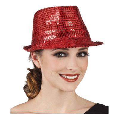 Paljetthatt Röd - One size