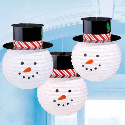 Papperslyktor Snögubbar