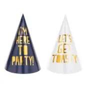 Partyhattar Celebrate Mörkblå/Vita - 6-pack